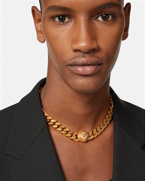 versace gold fine chain medusa necklace men|Versace Medusa medallion necklace.